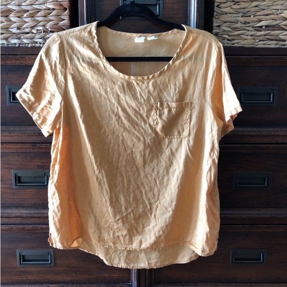 Artisan NY Golden yellow Linen short sleeve boxy tee in size S - Picture 1 of 6